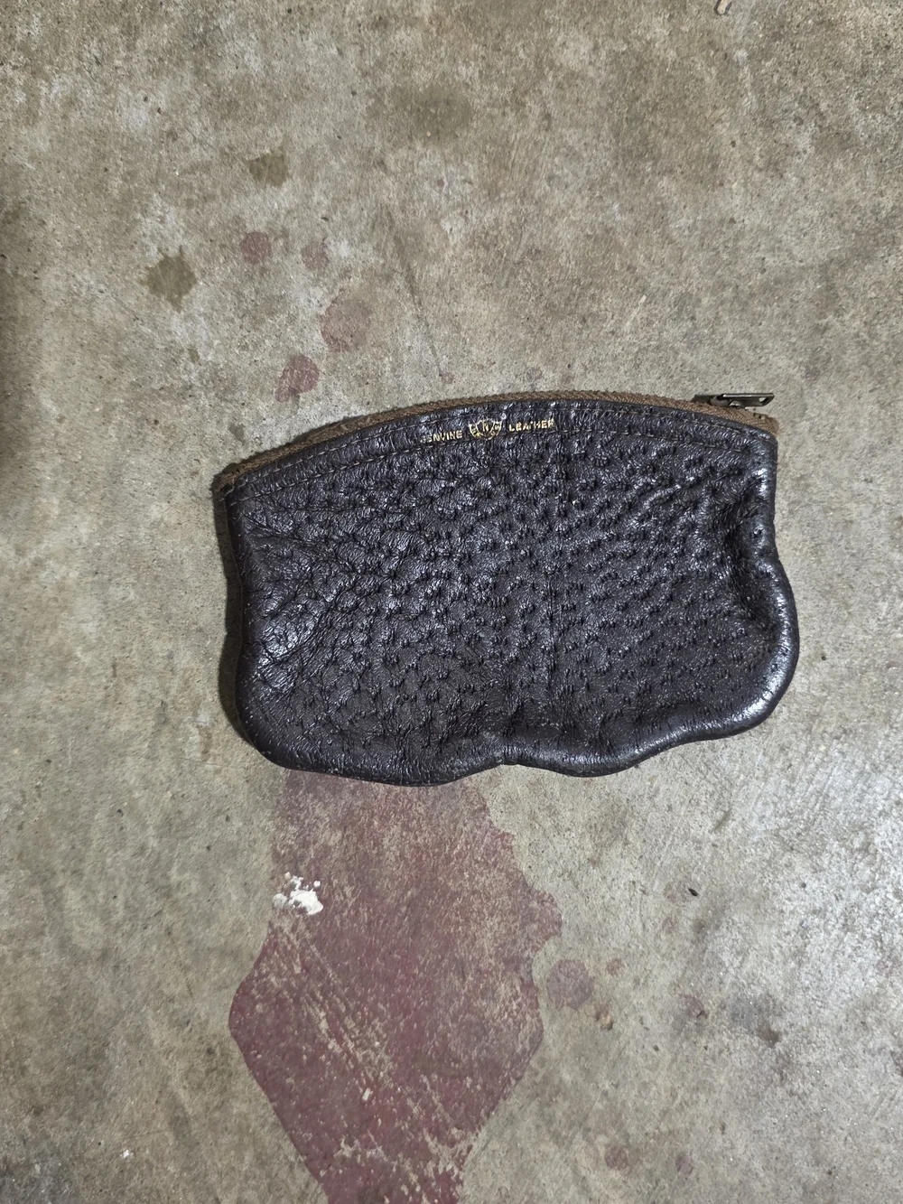 Vintage Leather Zip Pouch - Brown